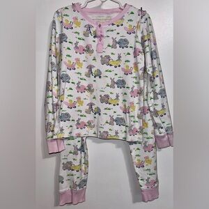 Pink Animal Print Kids Pajama Set - Beaufort Bonnet size 8 bunny